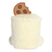 Back view of Duncan Milk and Cookies Palm Pals plush showing creamy milk cup shape and chocolate chip cookie detail.