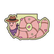 Earl the Worm magnetic bookmark by Fun Club with cowboy hat and neckerchief