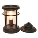 Black Edison lantern electric wax melt burner, lid off, glowing bulb, 22cm