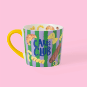 Reverse of Eleanor Bowmer Carbs Club mug with pasta and bread illustrations