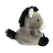 Side profile of Palm Pals Eli Donkey plush showing perky ears and rounded belly
