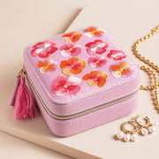 Lisa Angel Embroidered Flower Square Travel Jewellery Case in Pink – Something Different Gift Shop