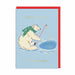Light blue Christmas card with polar bear ice fishing and gold-foil text Fishing You a Merry Christmas; A6, blank inside, red envelope by Emily Taylor