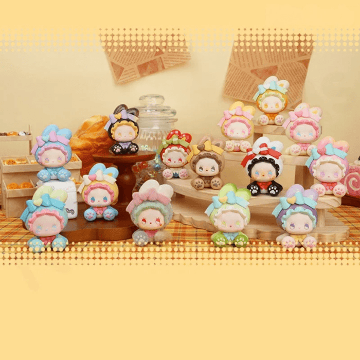 Full EMMA Bunny Collector Debut Series collection display featuring multiple regular and hidden bunny figures