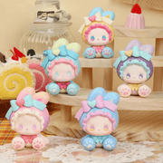 EMMA Bunny Collector Debut Series pastel bunny figures displayed on tiered dessert stands