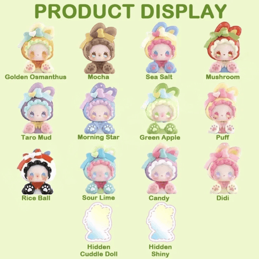 EMMA Bunny Collector Debut Series product display chart showing all regular and hidden designs