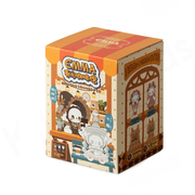 Sealed Coffee Shop Series Blind Box with café storefront artwork and design list on side

