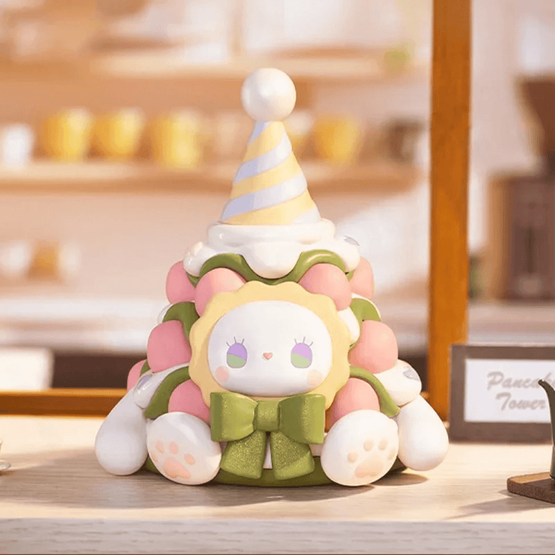 Pancake Tower bunny stacked with colourful pancakes and whipped cream hat – Blind Box collectable
