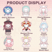 Illustrated product display of all Evening Cherry Blossom Series blind box designs

