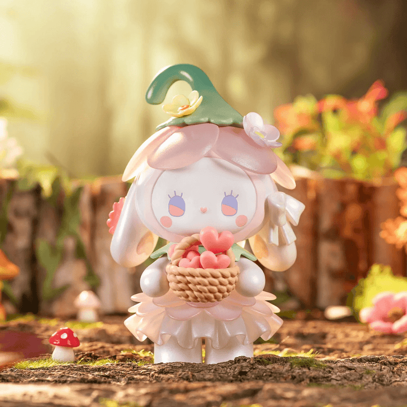 Flower Fairy super‑hidden figure, pearlescent bunny carrying a basket of heart‑shaped petals

