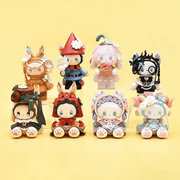 Group shot of all Emma Secret Forest Garden Date Blind Box figures on yellow backdrop