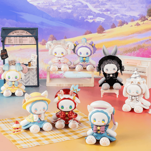 EMMA Secret Forest Garden Party Series 2 blind box figures displayed together in a pastel garden party scene