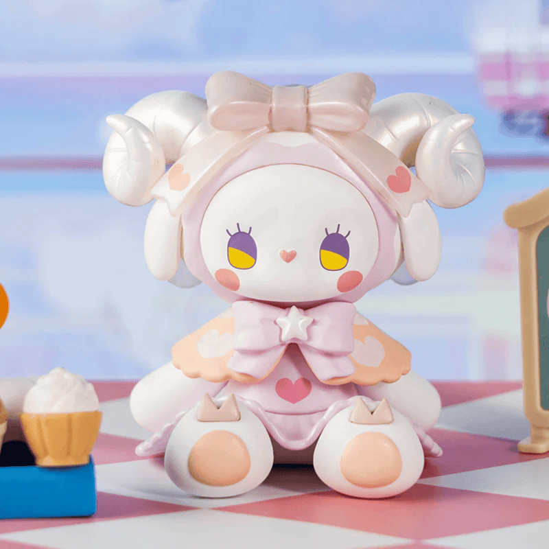 EMMA Secret Forest Garden Party Series 2 Peach Juice figure in a soft pink outfit with curled horns