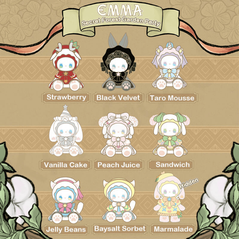 EMMA Secret Forest Garden Party Series 2 product display showing all regular designs and hidden Marmalade