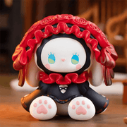 Last Rose figure, black‑gown bunny with deep‑red rose bonnet from Poetry Party collectables
