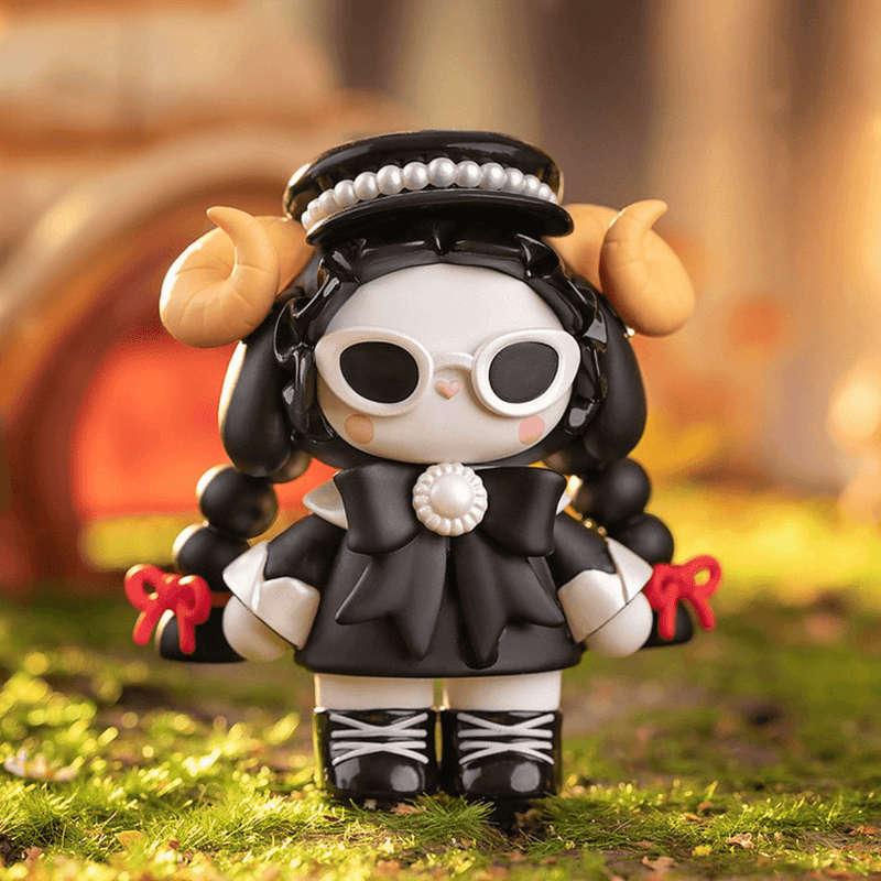 Pearl super‑hidden figure, monochrome bunny in sunglasses with pearl cap, Poetry Party Blind Box
