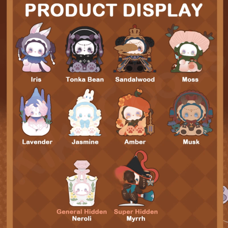 EMMA Secret Forest Perfume Discovery Series product display showing all regular and hidden figure designs