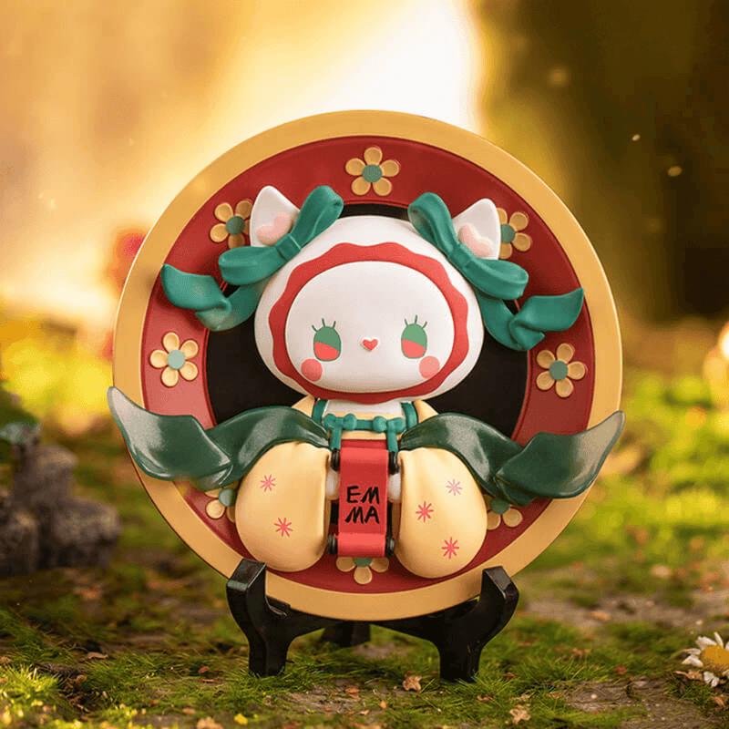Rainbow Skirt figure from Emma Secret Forest Poetry Party Blind Box, drum‑stage bunny with green ribbons
