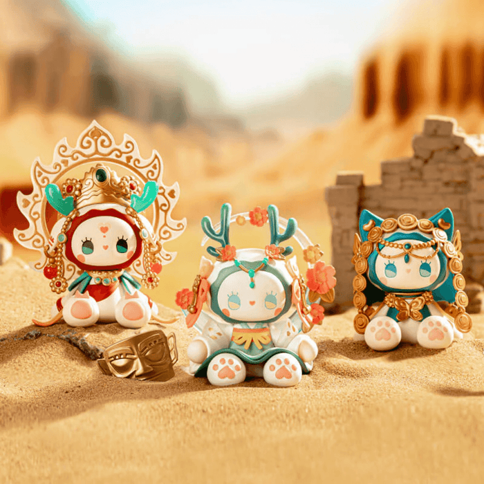 Emma Secret Forest River of Time Dunhuang, Gu Shu and Loulan figures in a desert display