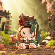 Rose figure from Emma Secret Forest Blind Box, emerald‑ribboned bunny wearing a rose‑topped hat
