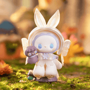 Snow Dust figure, translucent‑eared bunny holding snowflake friend, Poetry Party Blind Box
