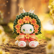 Summer Flowers figure, bunny with sunflower wreath and coral bow from Poetry Party Blind Box
