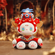 Emma Secret Forest Wedding Series – Cat Bride vinyl figure in red Chinese bridal gown, front view
