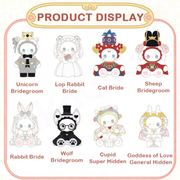Line-art product display chart showing the eight designs and their names in the Emma Wedding Series

