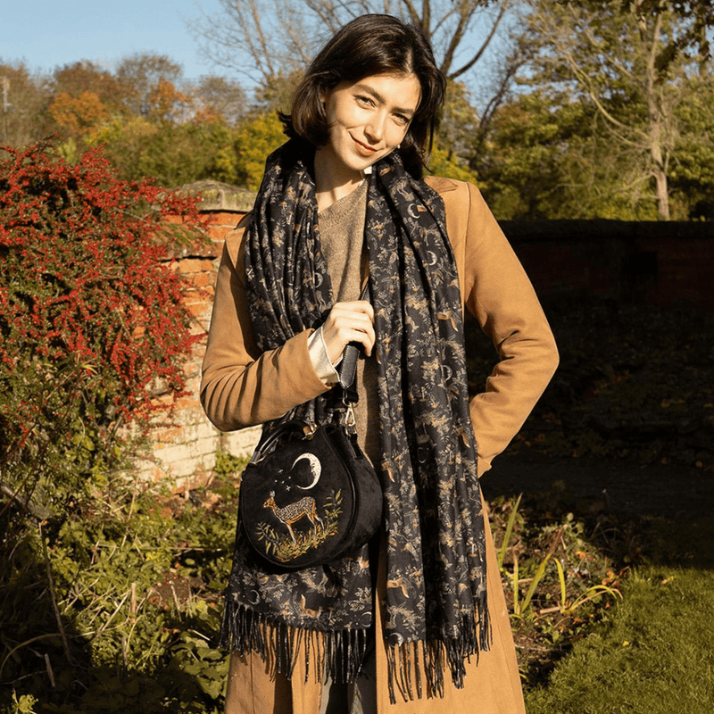 Fable England A Night's Tale Woodland Scarf in Black