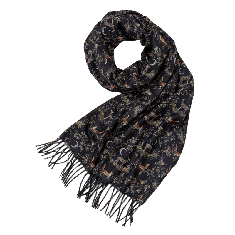 Fable England A Night's Tale Woodland Scarf in Black