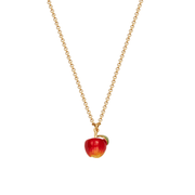 Fable England Apple Necklace in gold featuring a miniature hand-painted red apple pendant