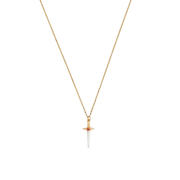 Fable England Gold Rose & Dagger Necklace with a delicate gold chain and silver-coloured dagger pendant