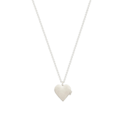 Plain silver reverse of Fable England Forget Me Not heart locket necklace with hinged side