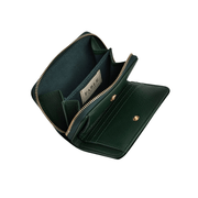 Fable England Hedgehog Small Purse opened to show green card slots, zipped coin compartment and press-stud fastening