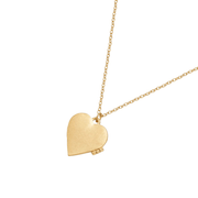 Reverse of Fable England gold heart locket showing smooth finish and side hinge