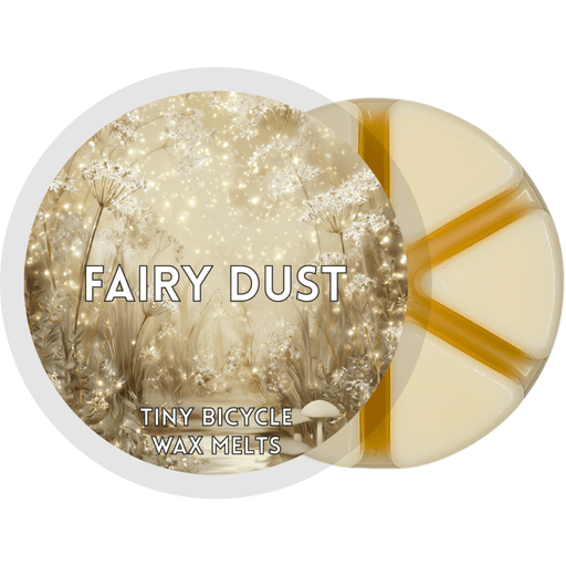 Fairy Dust wax melt main product image showing label and cream segmented wax melt on a plain background