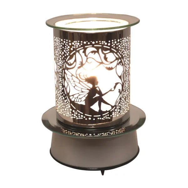 Fantasy-themed rotating wax melt burner with glowing fairy design

