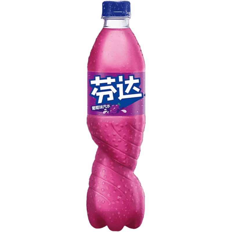 Fanta Grape China soda drink 500ml bottle with sweet juicy grape flavour