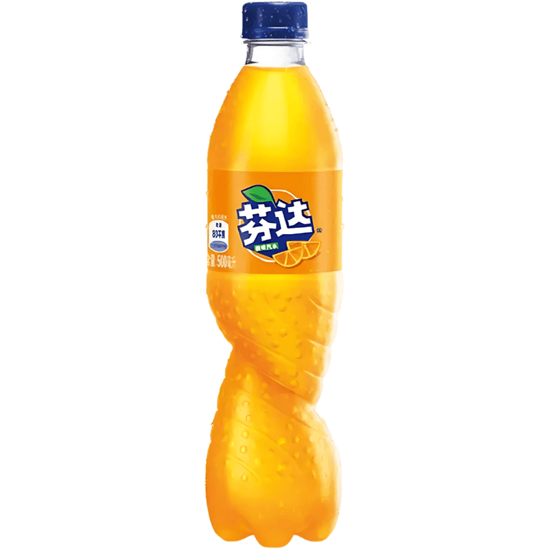 Fanta Orange China soda drink 500ml bottle with sweet citrus orange flavour