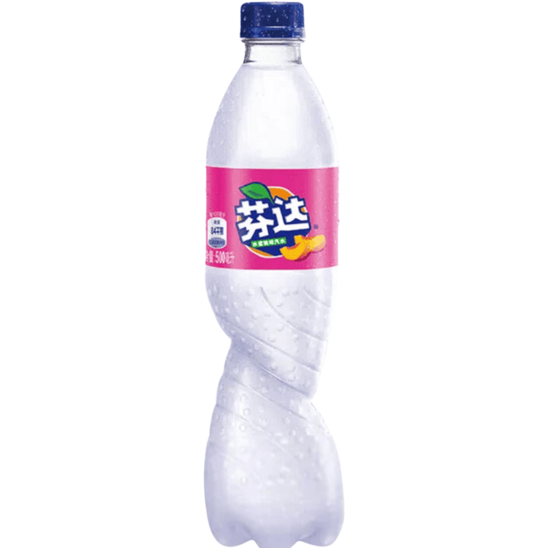 Fanta Peach China soda drink 500ml bottle with sweet juicy peach flavour