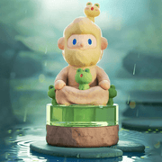 Super hidden “Calm”—meditating Bob with tiny frogs on jade plinth amid gentle rain ripples.
