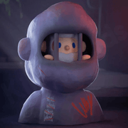 Hidden “Lonely” variant—Bob sits behind bars inside a stone helmet, sombre purple tones.
