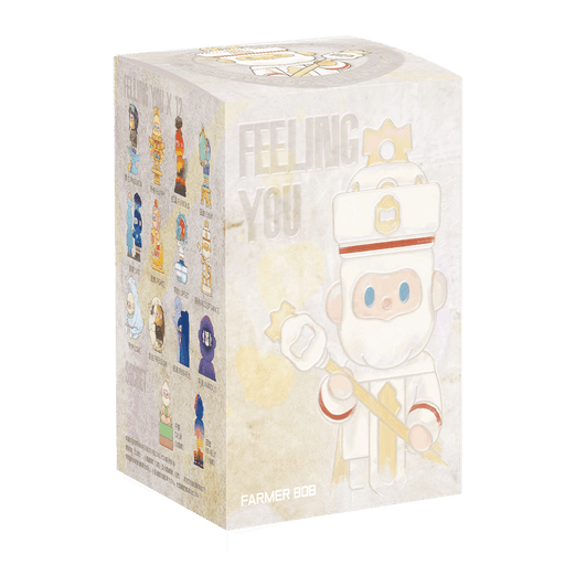 Sealed Farmer Bob Feeling You blind-box showing roster of 12 emotions on the side panel.
