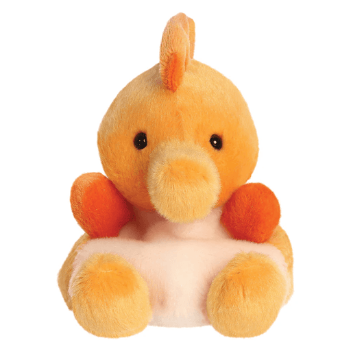 Felipe Seahorse Palm Pals plush with cute black eyes, rounded snout, orange fins, peach belly and curled tail.