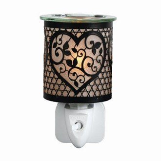Filigree Heart Plug - In Wax Melt Burner – Black - Something Different Gift Shop