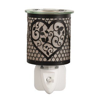Filigree Heart Plug - In Wax Melt Burner – Black - Something Different Gift Shop