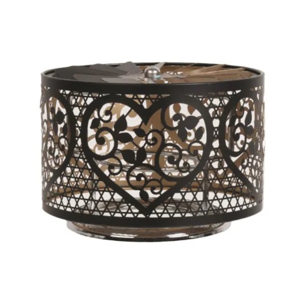 Filigree Heart Spinning Carousel Candle Shade – Black & Gold - Something Different Gift Shop