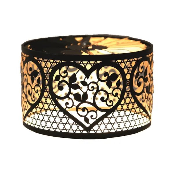 Filigree Heart Spinning Carousel Candle Shade – Black & Gold - Something Different Gift Shop