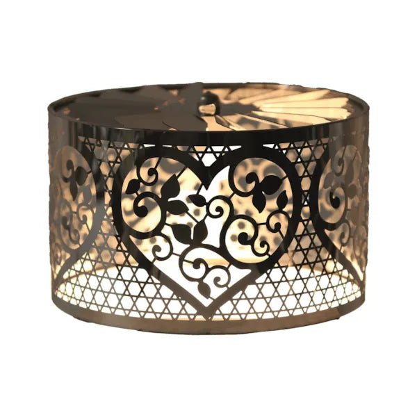 Filigree Heart Spinning Carousel Candle Shade – Silver - Something Different Gift Shop