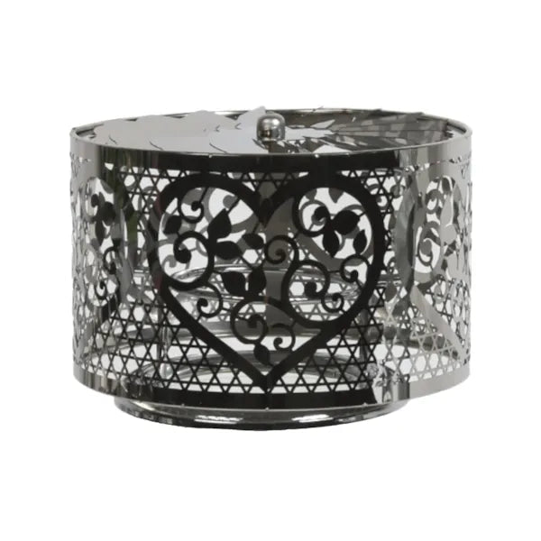 Filigree Heart Spinning Carousel Candle Shade – Silver - Something Different Gift Shop